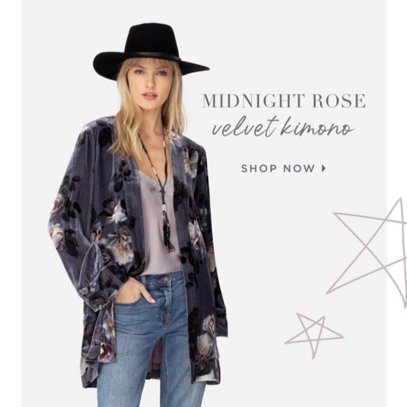 Johnny Was Jackets & Blazers - Johnny Was Midnight Rose Floral Velvet Kimono/Jacket